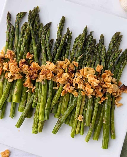 Roasted Asparagus With Lemon And Matzo Crumble