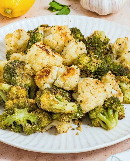 Roasted Broccoli and Cauliflower with Garlic Breadcrumbs