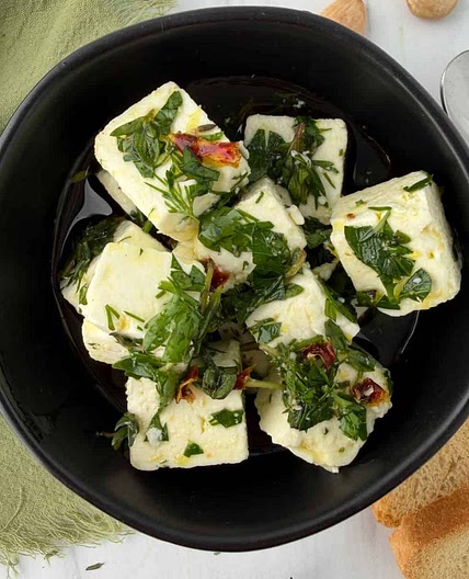 5-Minute Marinated Feta Cheese With Herbs