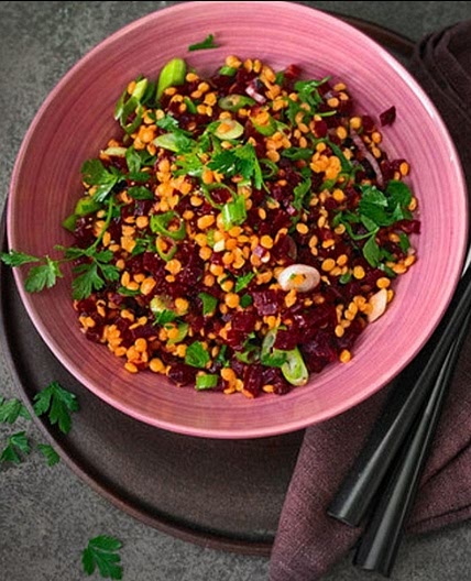 Rote Linsen Salat mit Roter Bete