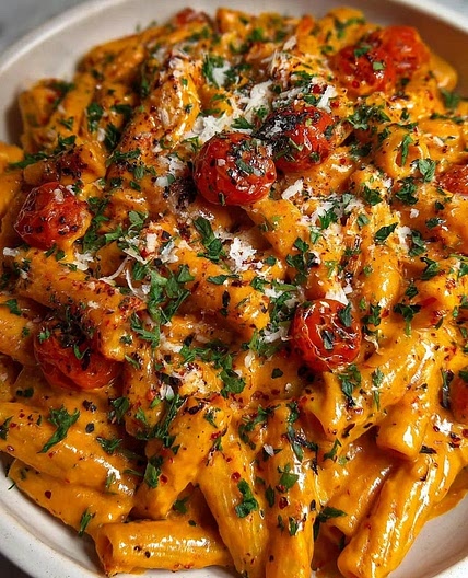 Pâtes au pesto rosso & tomates cerises