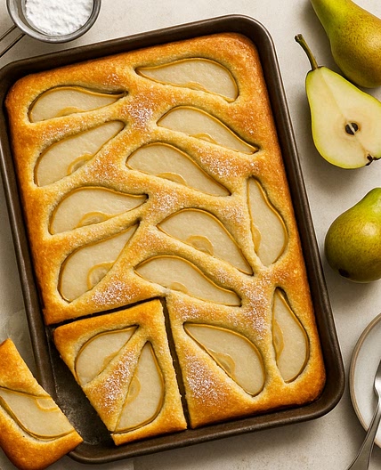 Birnen-Pfannkuchen vom Blech