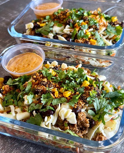 High Protein Turkey Taco Meal Prep Salads