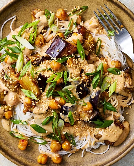 Roasted Eggplant Noodles With Cashew Sauce