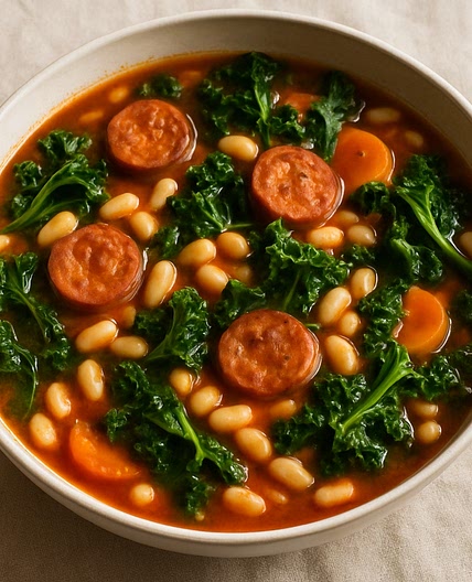 A hearty kale, white bean & sausage stew