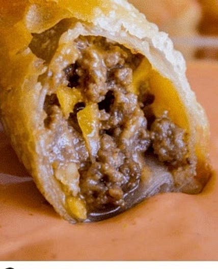 Cheese burger egg rolls