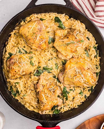 Creamy Chicken Orzo Bake (One-Pan Dinner)