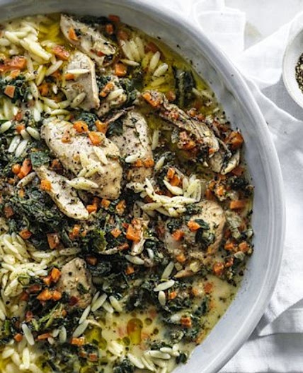 Danielle Alvarez's lemony chicken and orzo stew