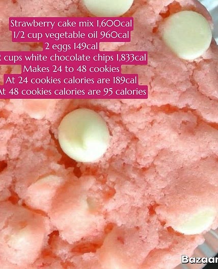 Strawberry cake mix cookies 95 to 189 calories