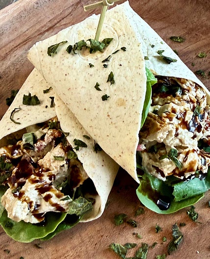 High Protein Feta Chicken Salad Wraps
