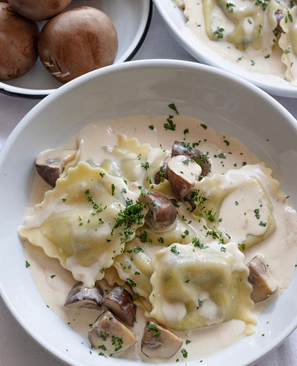 Ravioli with Creamy Mushroom Sauce