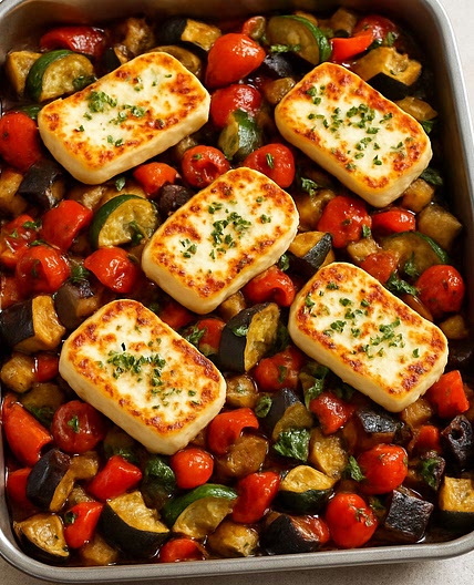 Halloumi and Ratatouille Traybake