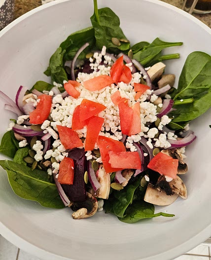 Beet & Goat Cheese Spinach Salad