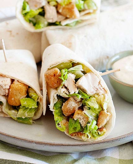 Super Easy Chicken Caesar Wraps