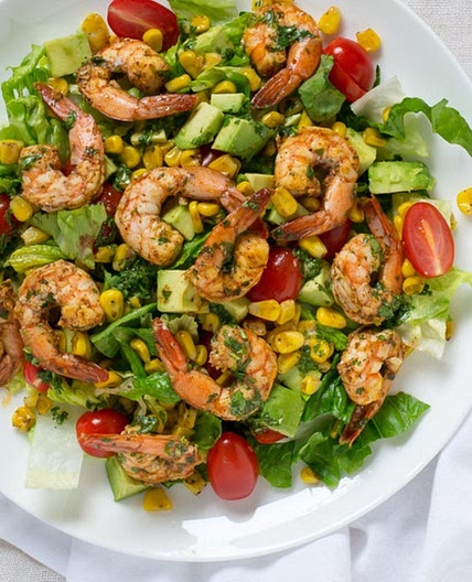 Avocado, Shrimp & Corn Salad with Cilantro-Lime Dressing