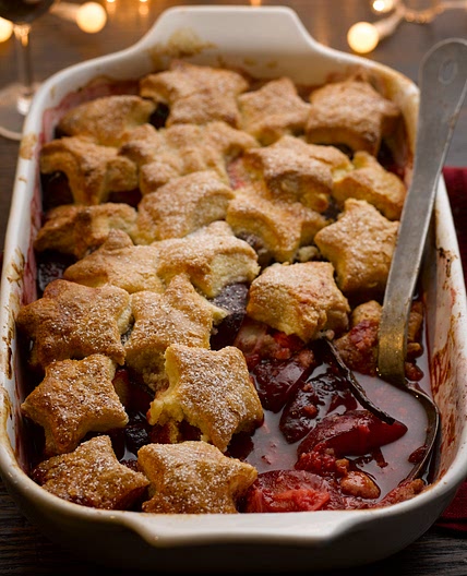 Plum and rhubarb cobbler with star anise & vanilla