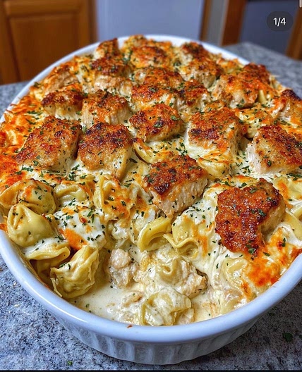 Creamy Chicken Parmesan Tortellini  Bake
