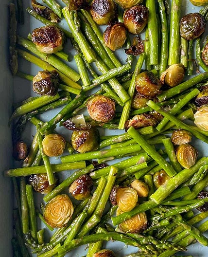 Easy Roasted Brussels Sprouts and Asparagus