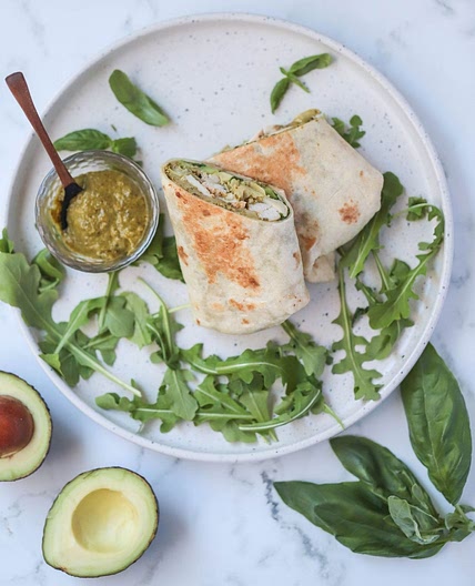 Chicken Pesto Breakfast Wrap
