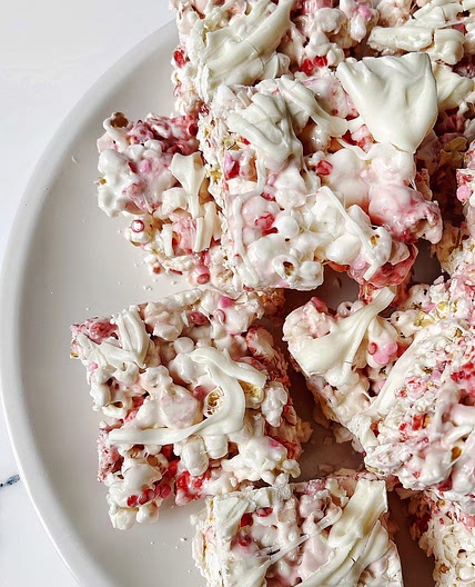Valentine’s Day Marshmallow Popcorn Treats ~ No Bake, Simple Ingredients