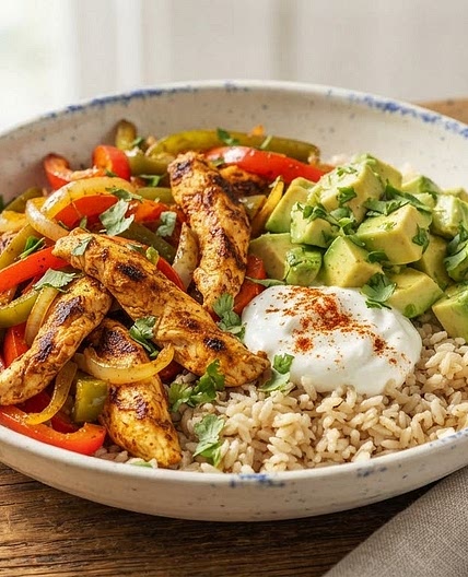 Chicken Fajita Bowl with Avocado