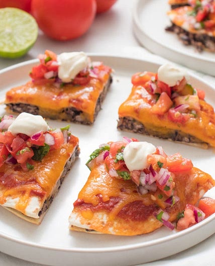 Baked Black Bean & Cheddar "Mexican Pizza" with Pico de Gallo
