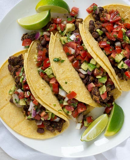Black Bean Tacos with Tomato & Avocado Salsa