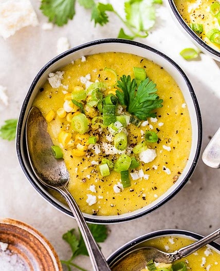 Creamy Corn Soup with Queso Fresco