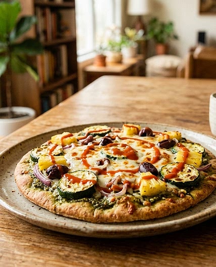 Anti-Inflammatory Green Pesto & Pineapple Pita Pizza