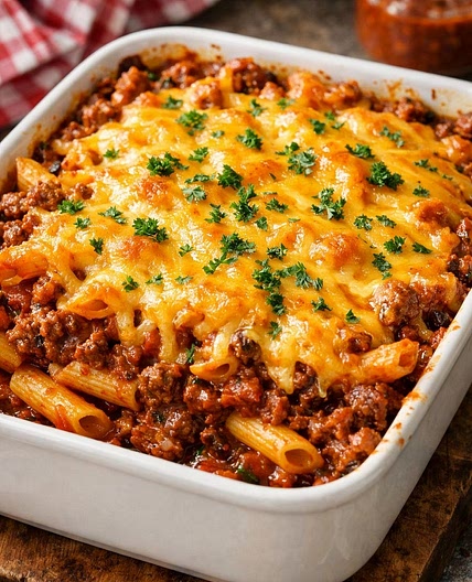 5-Ingredient Amish Sloppy Joe Penne Casserole