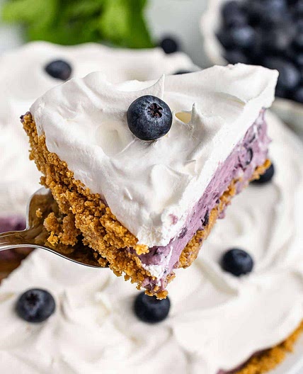 No Bake Blueberry Marshmallow Pie 🫐