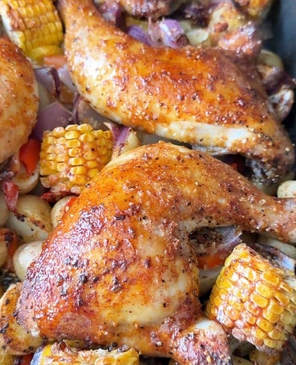 Peach and jalapeño chicken traybake