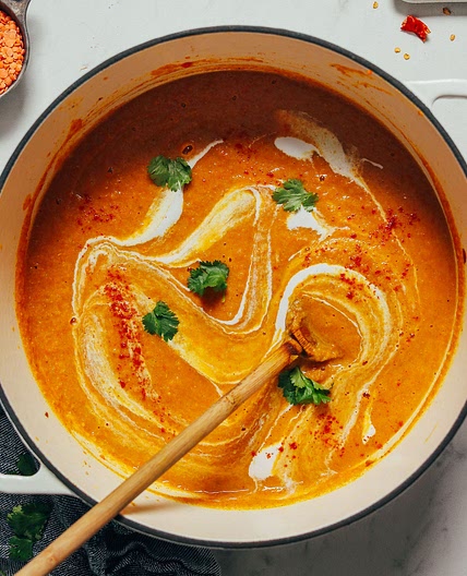 Creamy Curried Cauliflower Lentil Soup (1 Pot!)