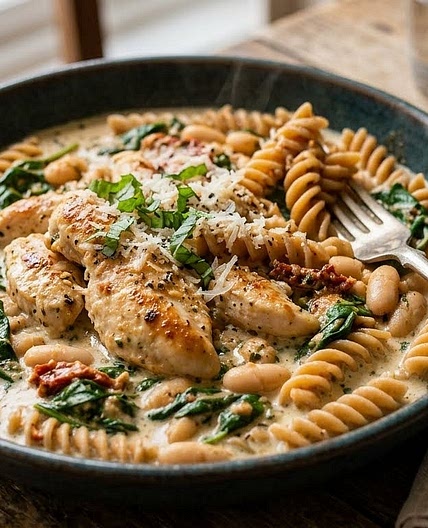 Quick n Creamy Tuscan Chicken Pasta