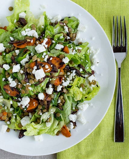 Roasted Carrot, Lentil & Feta Salad with Butter Lettuce