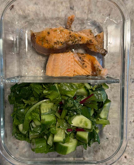 Trout serve with greens