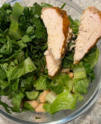 Chicken breast with beans and greens