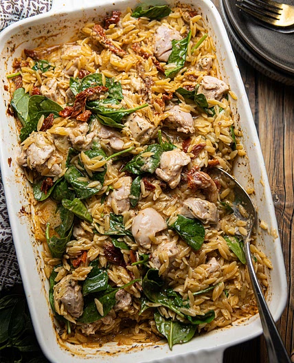 Marry Me Chicken Orzo (Easy Dump and Bake!)