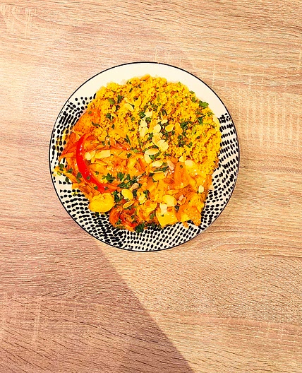 Mijoté crémeux de poulet aux abricots & amandes