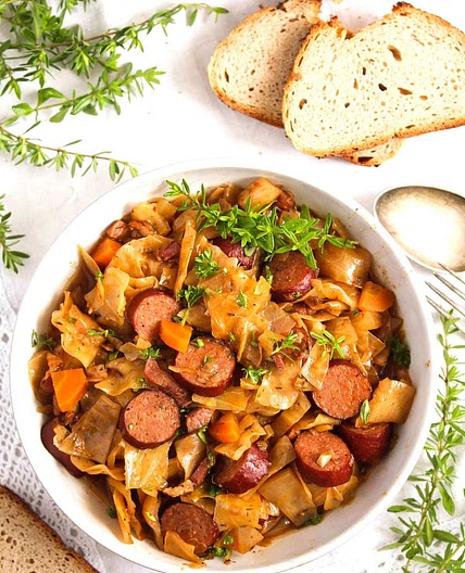 Slow cooker chicken cabbage and sausage 