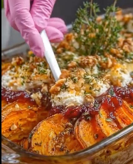 Roasted Sweet Potatoes with Whipped Feta & Walnuts