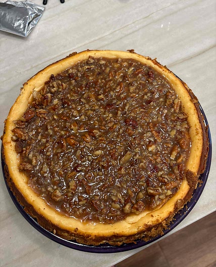 Brown Butter Salted Caramel Pecan Pie Cheesecake (Lactose-Free)