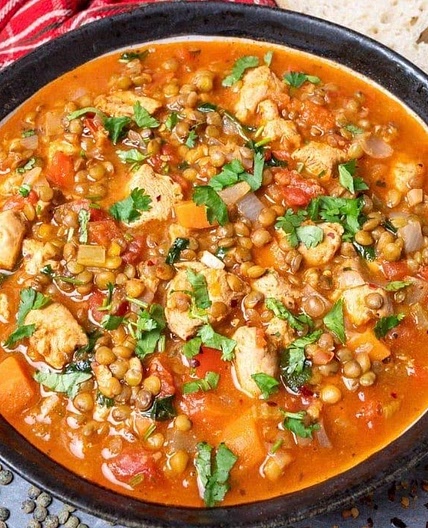 Chicken, Red Pepper & Lentil Stew 