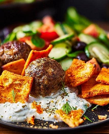 Mediterranean Turkey Kofta with Roasted Sweet Potatoes & Whipped Feta
