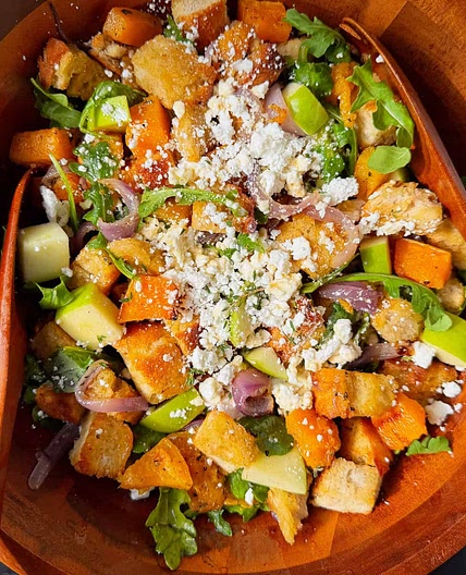 Fall Panzanella Salad with Butternut Squash and Apple