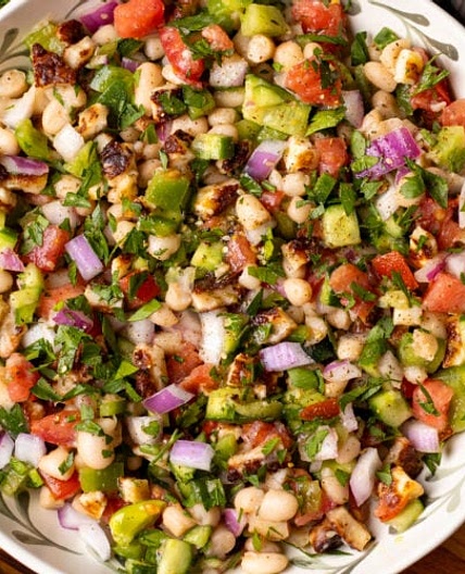 Crispy Halloumi Salad with Champagne Vinaigrette