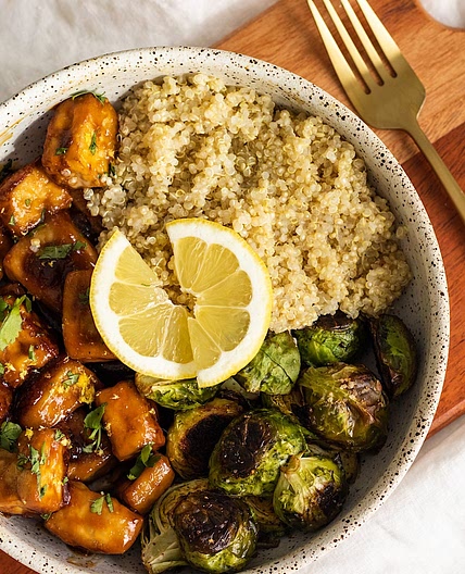 Sticky Lemon Ginger Tofu (vegan)