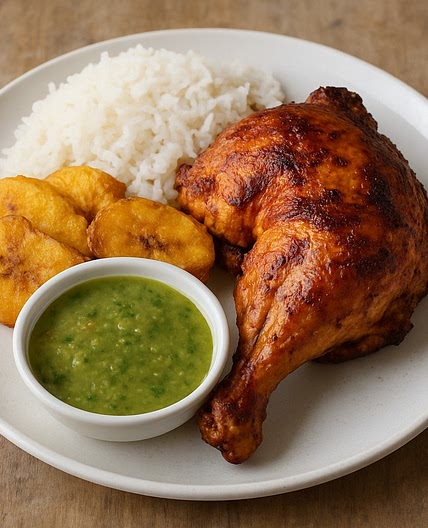 Pollo con Wasakaka (Roasted chicken with wasakaka)