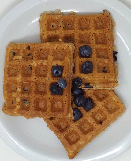 Peanut Butter and Blueberry Waffles