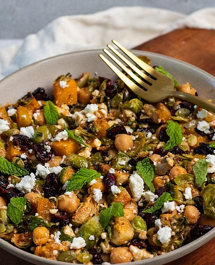 Warm Butternut Squash Brussel Sprout Salad